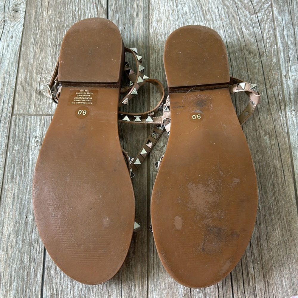 Steve Madden travel studded sandal tan-silver sz 9 LN - Picture 3 of 4